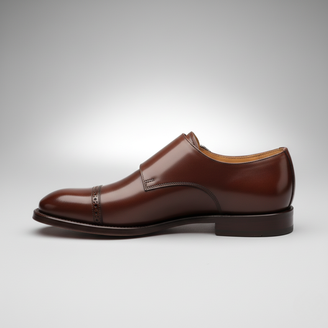 Men's Brown Double Monk Strap Dress Shoe