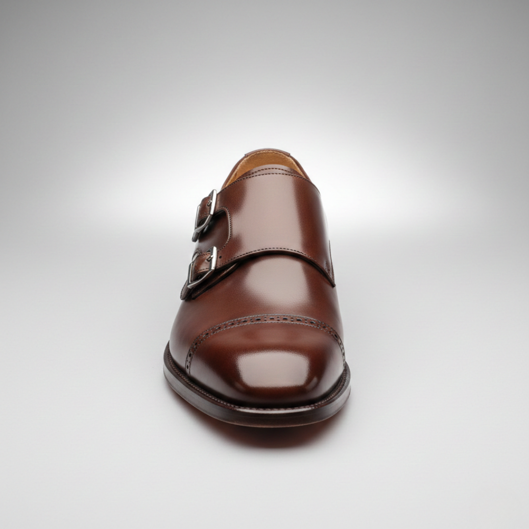 Men's Brown Double Monk Strap Dress Shoe