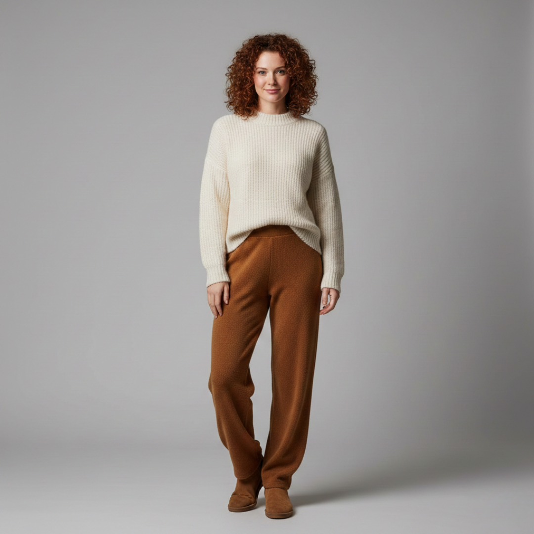 Women's Comfy Brown Knit Pants