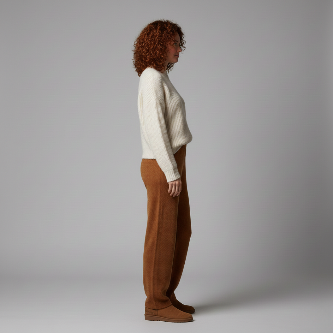 Women's Comfy Brown Knit Pants
