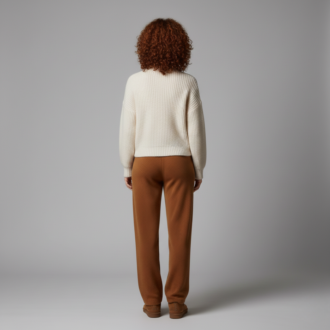 Women's Comfy Brown Knit Pants