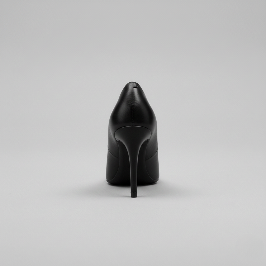 Women's Elegant Black Leather High Heel Pump