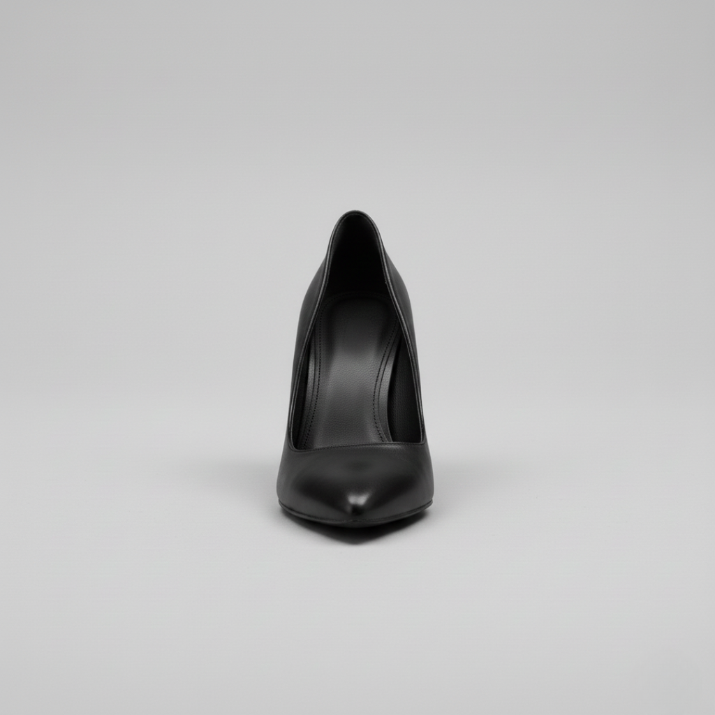 Women's Elegant Black Leather High Heel Pump